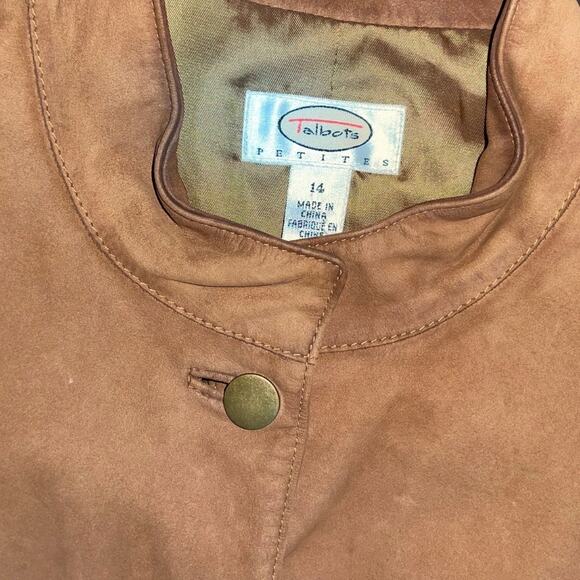Talbots Petite Women's Brown Suede Leather Button Jacket Size 14 - Picture 3 of 4